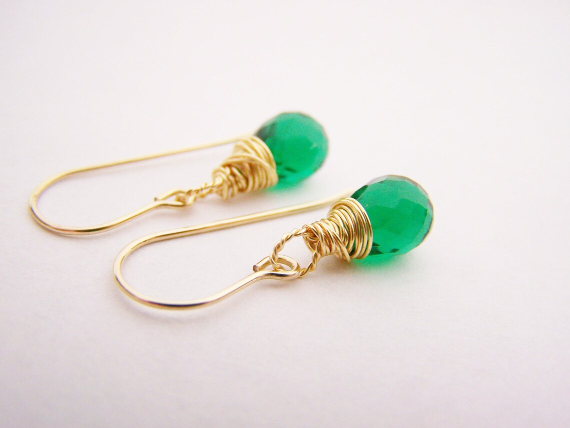 Peridot & Lemon Quartz Earring Briolettes Emerald 14K Gold Filled Drop store Earrings