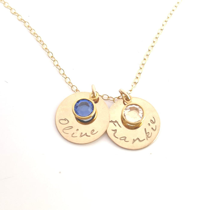 Gold Hand stamped personalized necklace