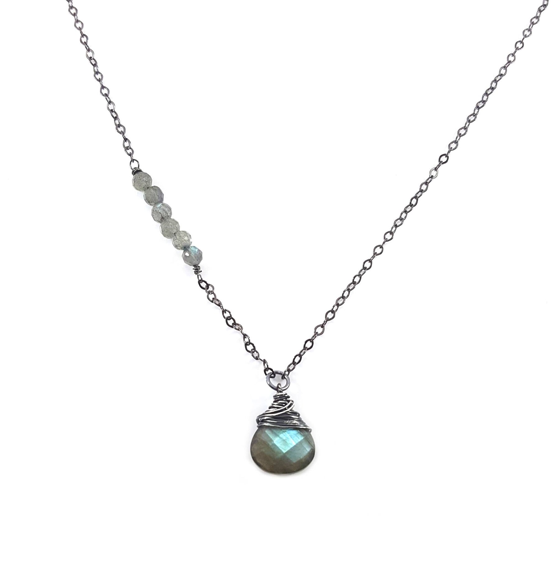 Ozark, Season 1 (2018) – Asymmetrical Oxidized Labradorite Pendant Necklace