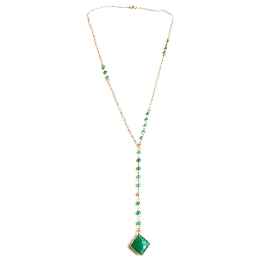 Submitted to The Big Sick (Film) – Asymmetrical Gold & Green Onyx Necklace