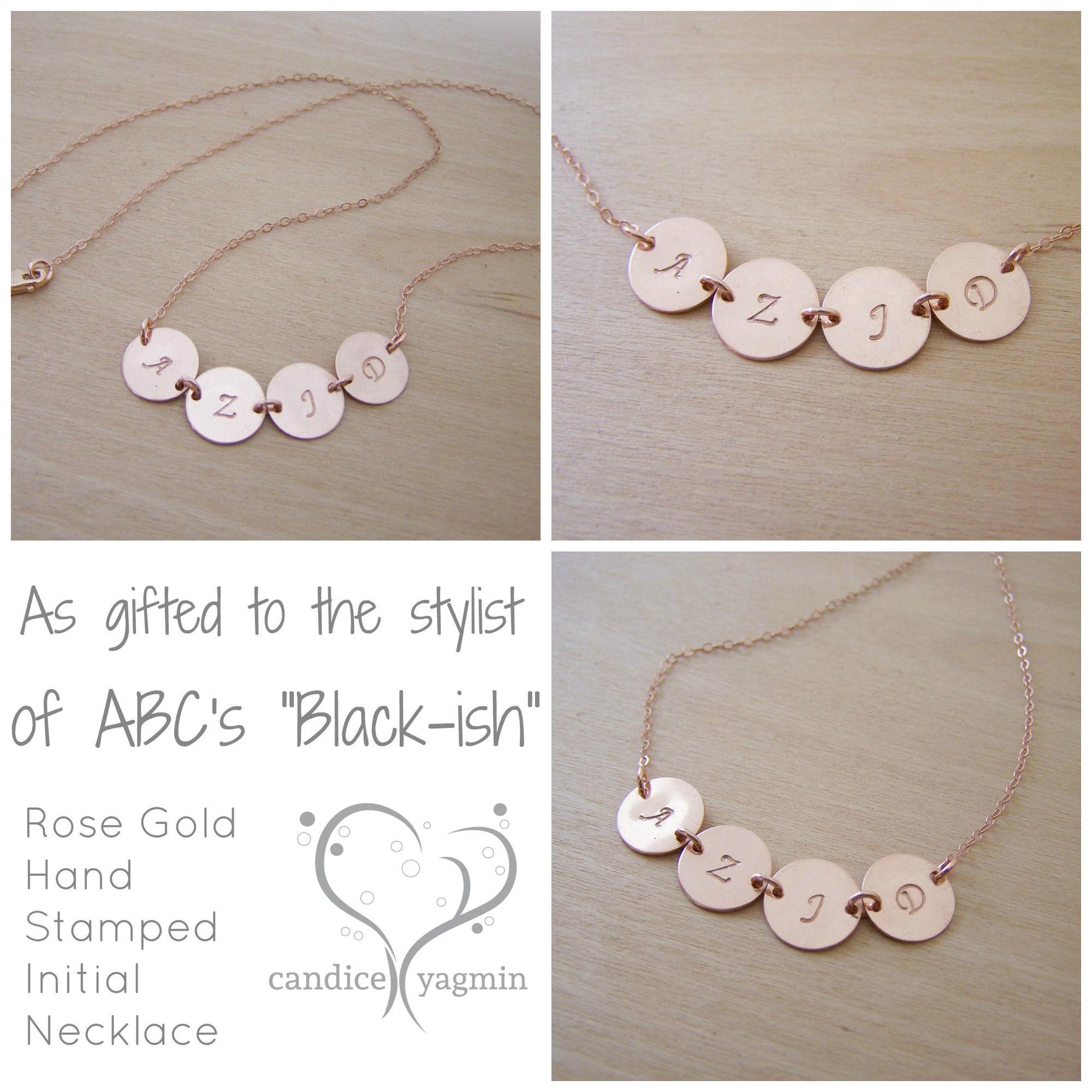 Gifted to Black-ish: Custom Rose Gold Initial Necklace Submission