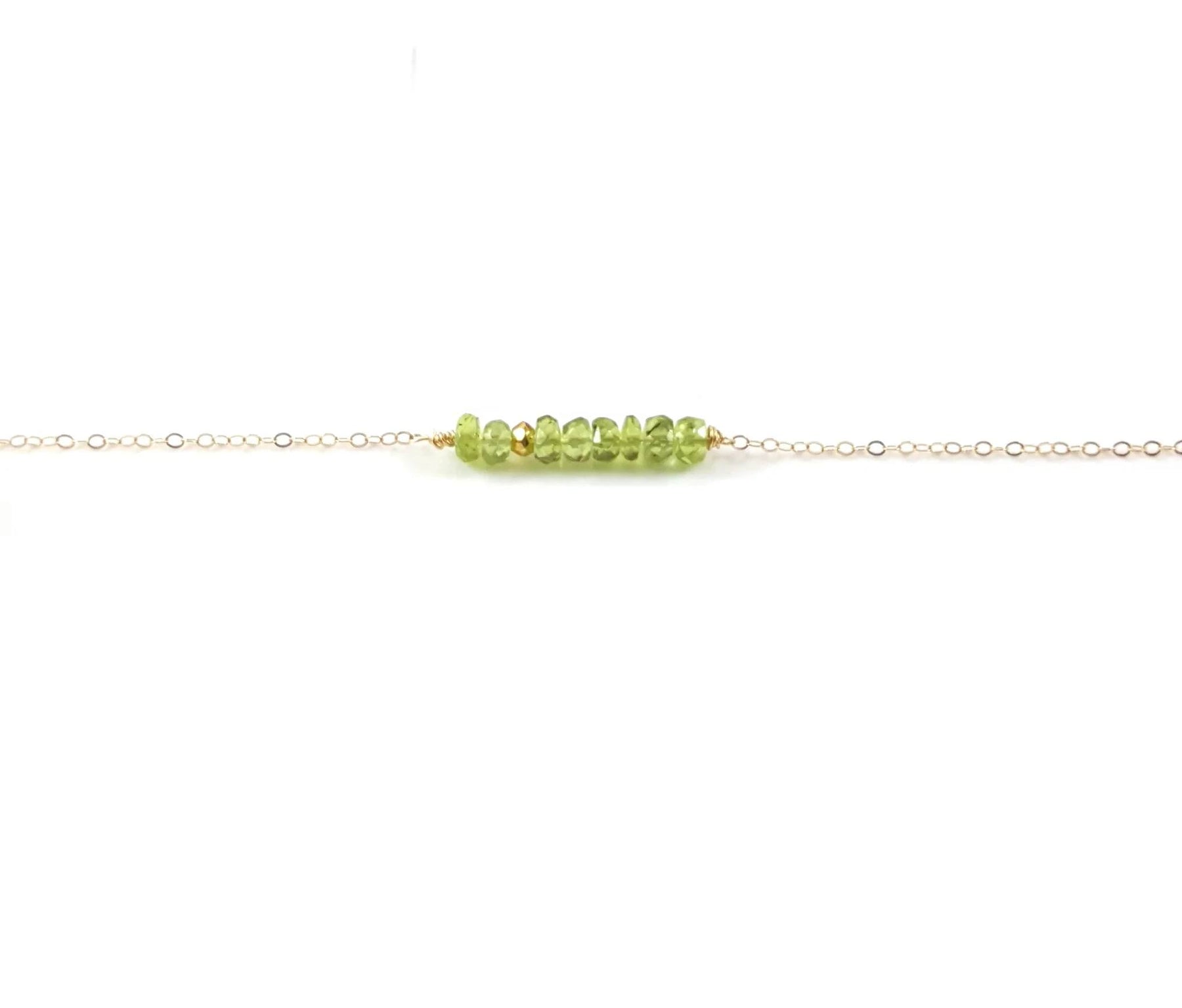 Anna Kendrick Birthday Bag (August 1, 2024, The Artisan Group) – Peridot Bar Gemstone Necklace