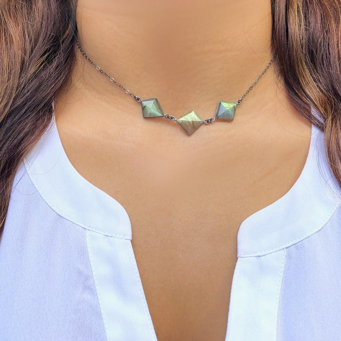 Legacies Season 1 Submission – Oxidized Ruby Earrings & Labradorite Choker (2019)