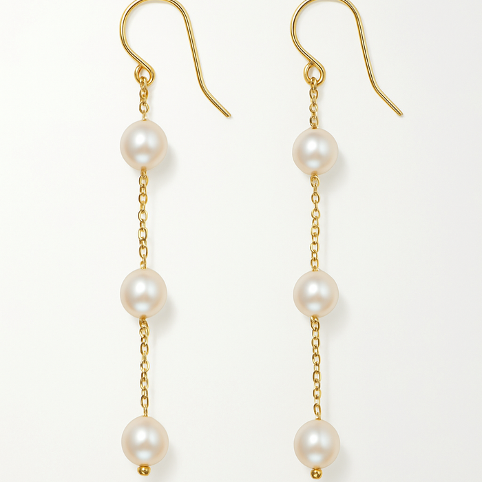 Young and the Restless - Pearl Trio Drop Earrings in Gold - Aug 2025