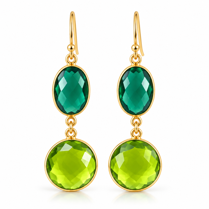 Green Envy Earrings – Emerald & Peridot Hydro Quartz, 14K Gold Filled