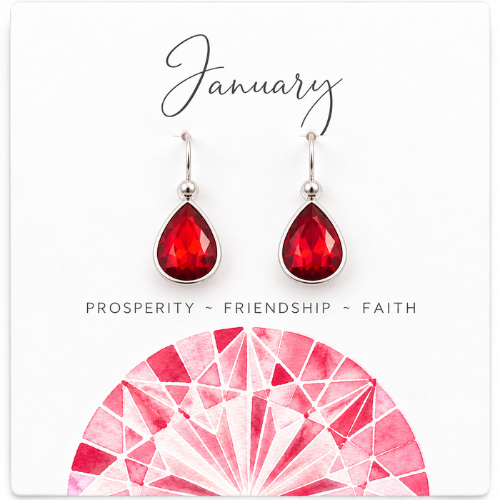 January Birthstone Earrings – Sterling Silver