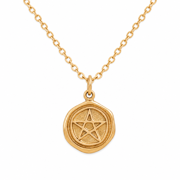 Gold Pentagram Wax Seal Necklace