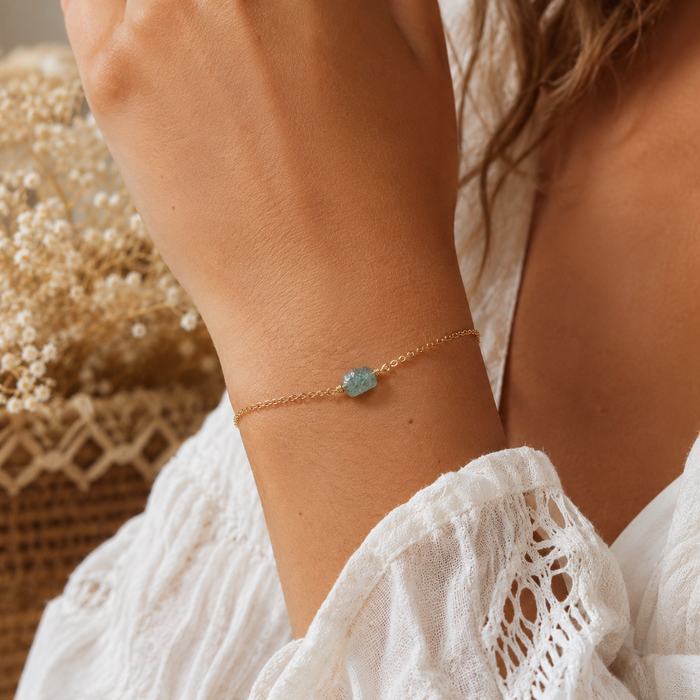 Raw Aquamarine Gold Filled Bracelet
