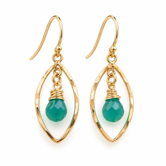 As Seen on Jane the Virgin – Green Onyx & 14k Gold Filled Earrings