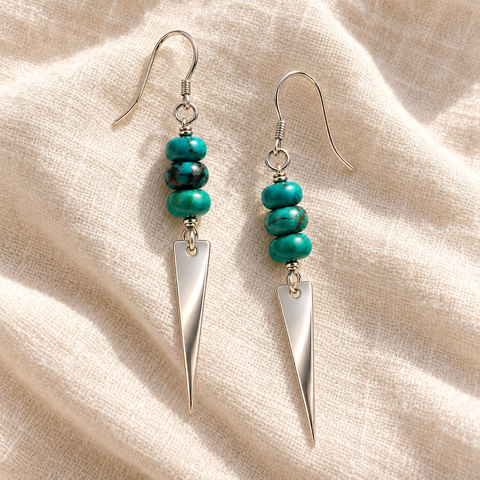 Turquoise & Sterling Silver Spike Earrings