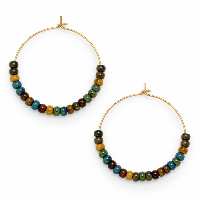 Czech Glass Beaded Gold Hoop Earrings – Caribbean Luster