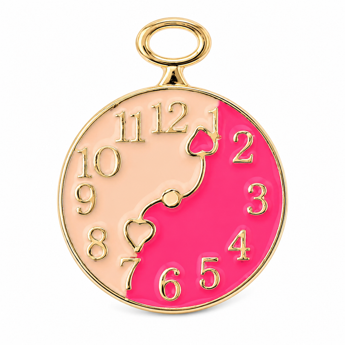 Pink Clock Enamel Lapel Pin