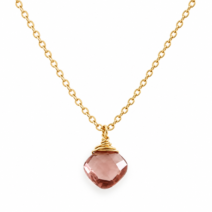 Morganite Briolette Necklace – 14k Gold Filled