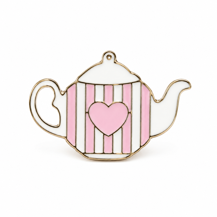 Pink Heart Teapot Enamel Pin