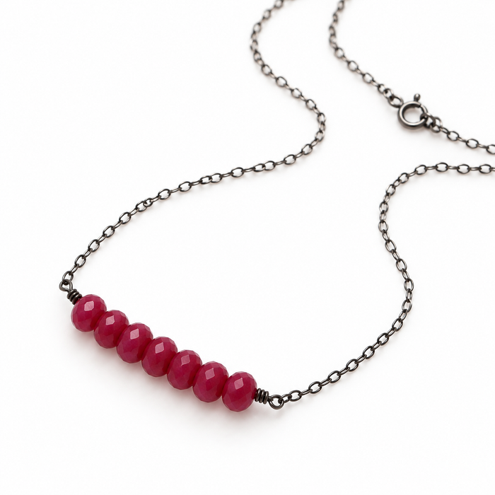 Oxidized Sterling Silver Red Jade Necklace – One of a Kind