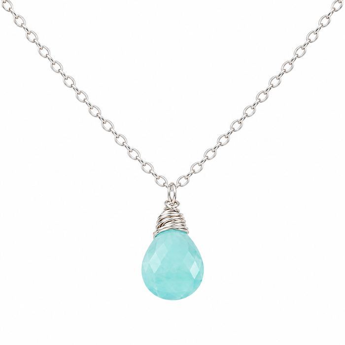 March Birthstone Necklace - Sterling Silver