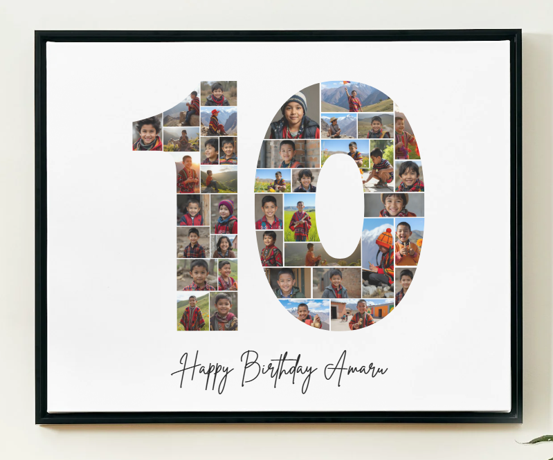 10th Birthday Milestone Photo Collage Template – Customizable Canva Design