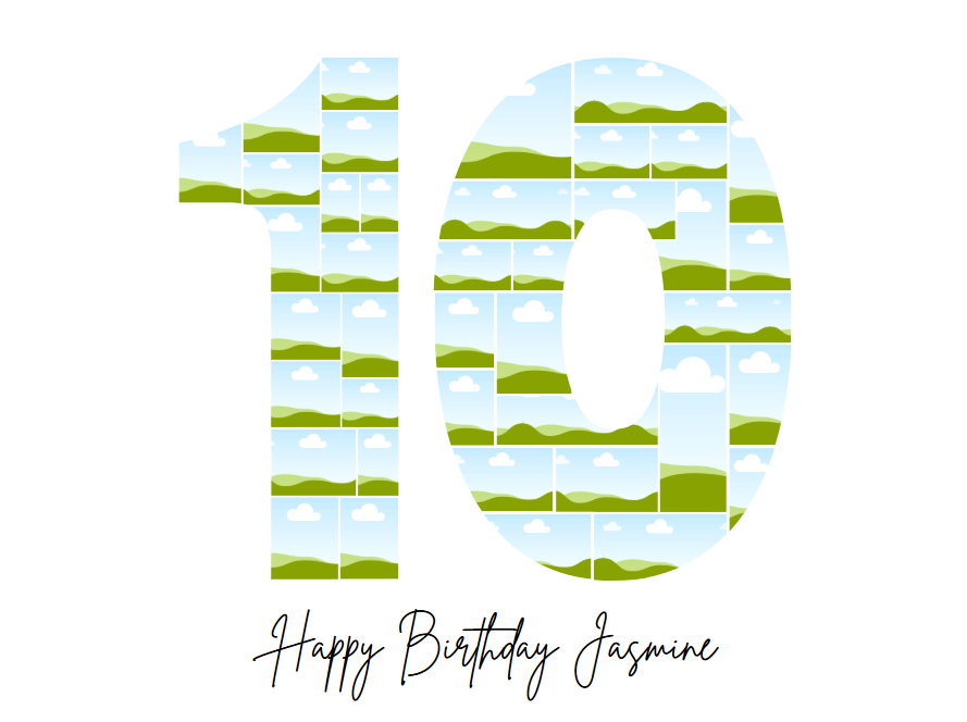 10th Birthday Milestone Photo Collage Template – Customizable Canva Design