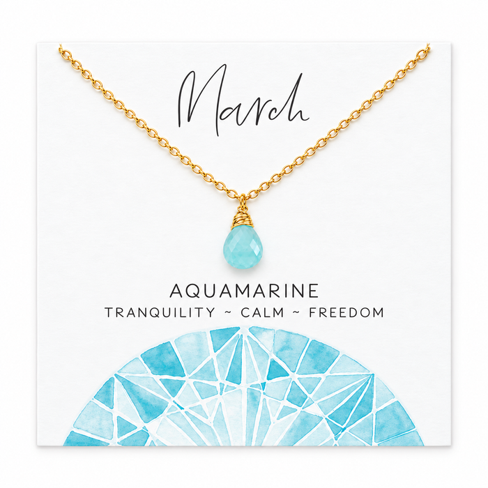 March Birthstone Necklace - 14K Gold Fill