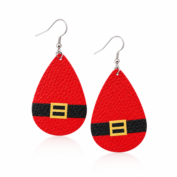 Santa Leather Earrings – Sterling Silver