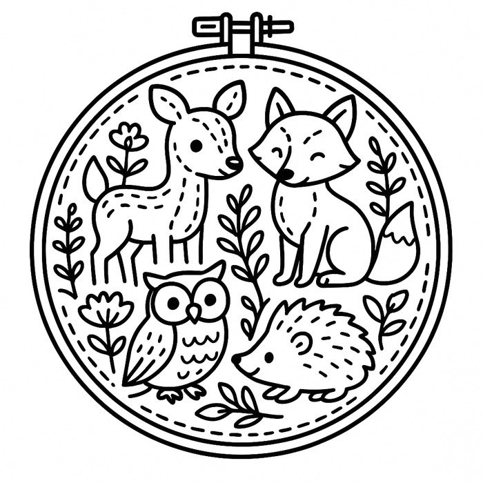 Stitch & Color: Embroidery Hoop Coloring Book – 104 Unique Designs | Instant Download PDF