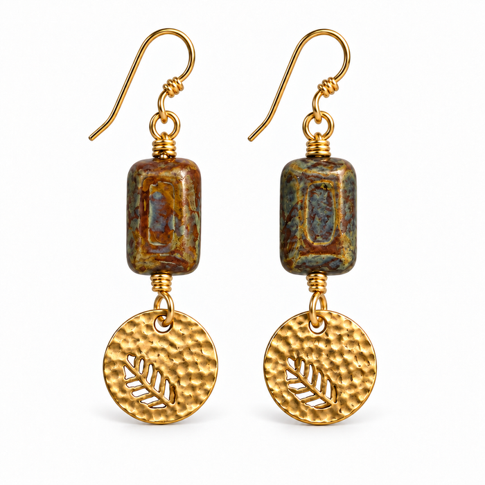 Picture Jasper Leaf Earrings