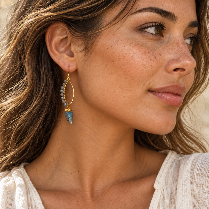 Labradorite Marquise & Fang Gold-Filled Earrings