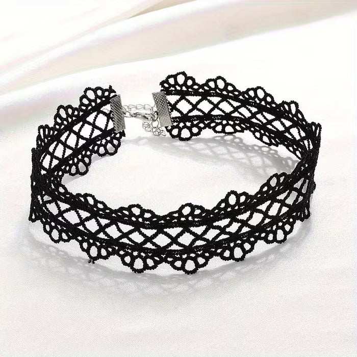 Black Lace Choker Necklace | Wide Gothic Choker