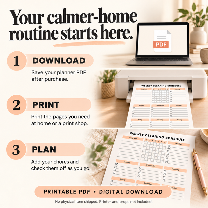 Yearly Home Cleaning Planner – Editable Canva Template & Printable PDF