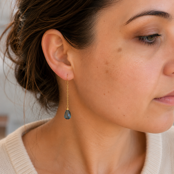 London Blue Topaz Chain Drop Earrings