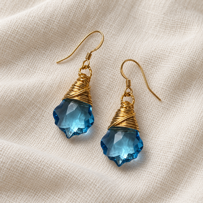 Aquamarine Swarovski Baroque Crystal Earrings