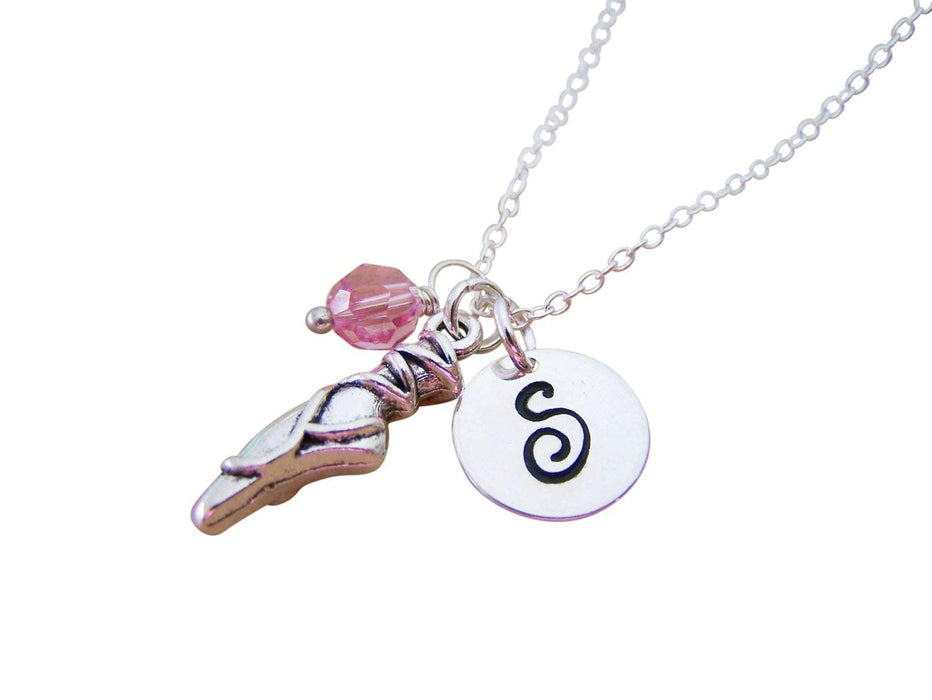 Ballet Slipper Charm Necklace – Personalized Sterling Silver Jewelry