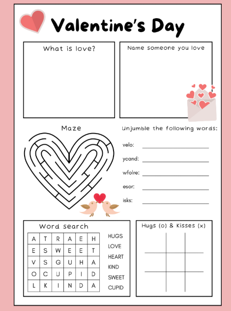 Valentine’s Day Activity Book for Kids (30+ Pages) – Printable PDF Download