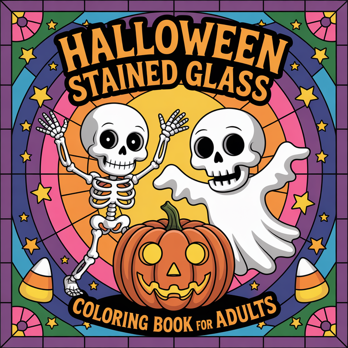 Halloween Stained Glass Coloring Book – Instant Download (PDF)