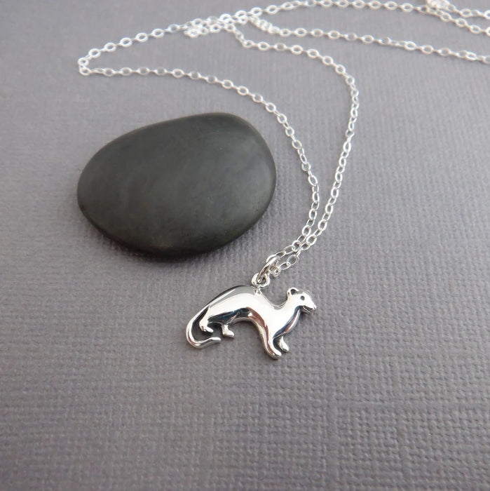 Tiny Ferret Necklace – Sterling Silver Pet Charm on 16" Chain