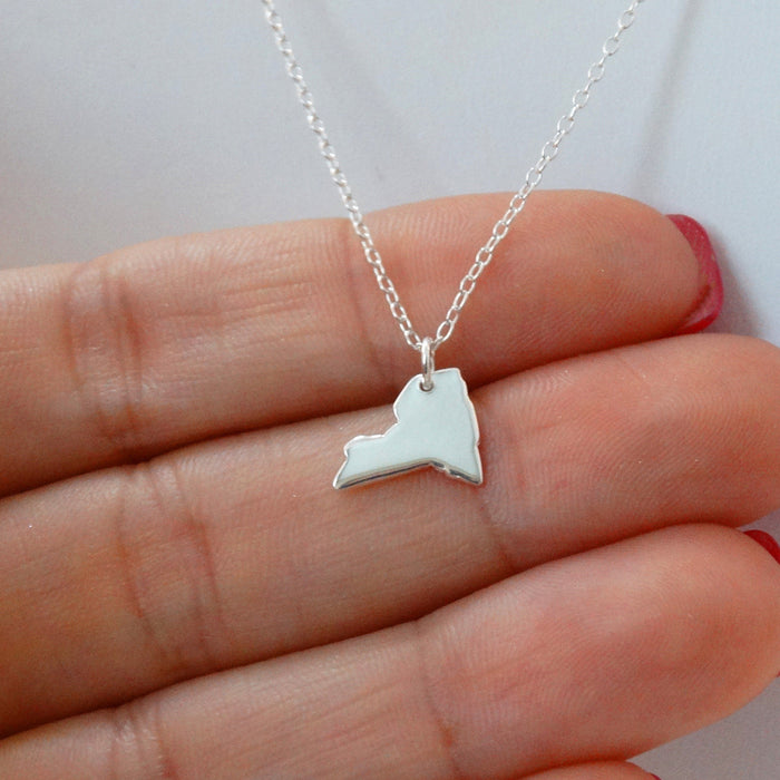 Tiny New York State Necklace – Sterling Silver NY Charm on 16" Chain