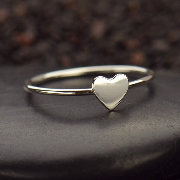Tiny Sterling Silver Heart Ring – Size 7