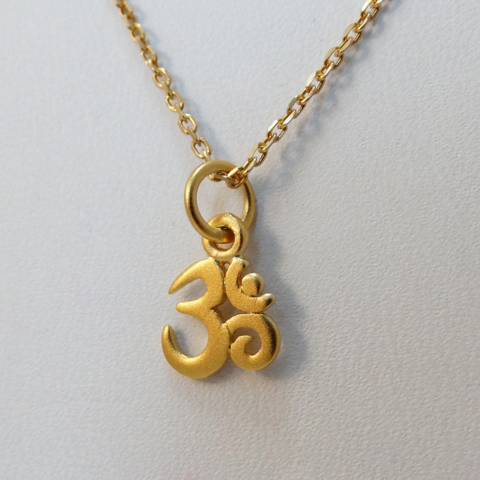 Gold Tiny Ohm Necklace – Minimalist Yoga Symbol on 16" Gold Filled Chain
