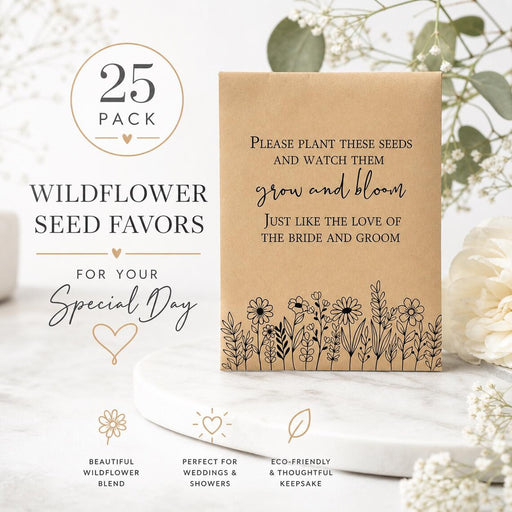 flower seed bridal shower favors Let Love Grow Wedding Favors – Wildflower Seed Packets (25 Pack) — CYDesignStudio