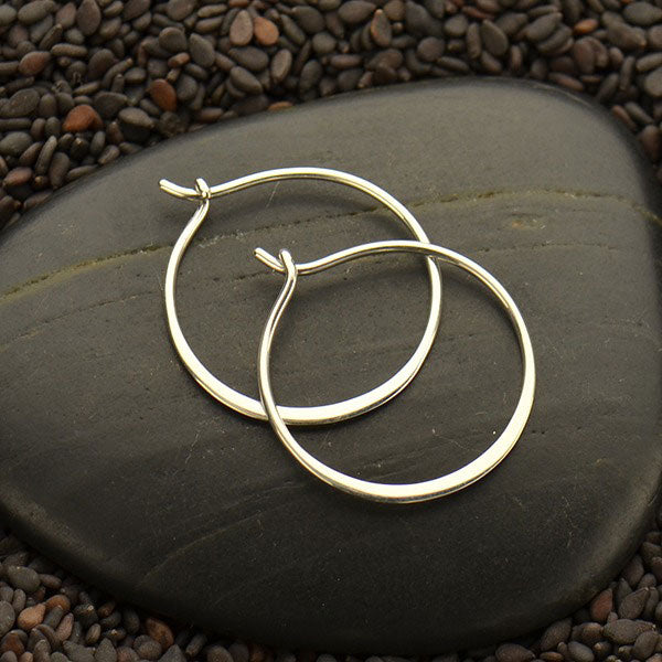 Sterling Silver Hammered Circle Hoop Earrings – 20mm Everyday Modern Hoops