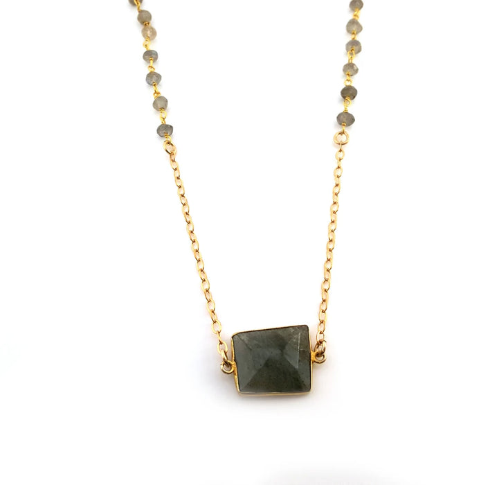 Labradorite Gemstone Necklace - Gold Necklace - 14k Gold Filled Necklace