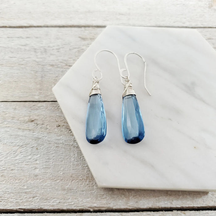 London Blue Topaz Earrings - Sterling Silver Dangle Earrings