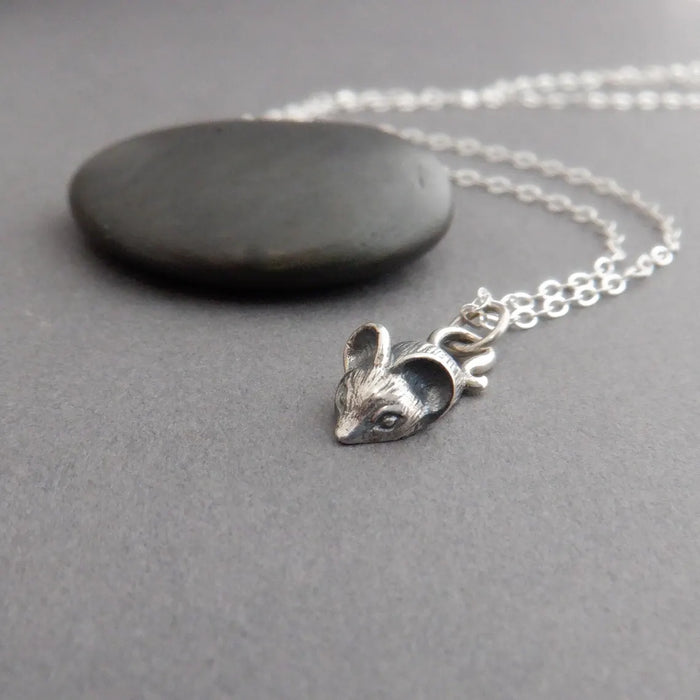 Tiny Mouse Necklace – Sterling Silver Petite Animal Charm on 16" Chain