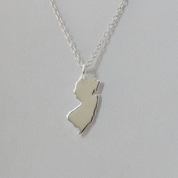 New Jersey State Necklace – Sterling Silver NJ Charm on 16" Chain