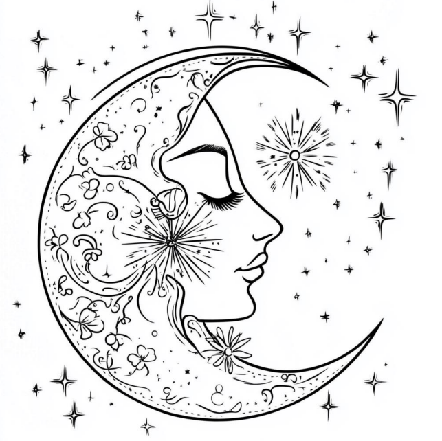 Boho Moon Coloring Book – 52 Page Instant Download