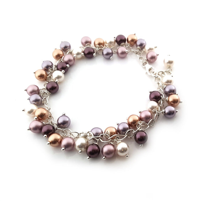 Swarovski Crystal Glass Pearl Cluster Romantic Bracelet