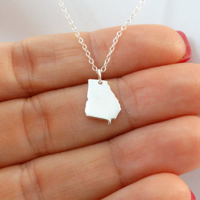 Georgia State Necklace – Sterling Silver GA Charm on 18" Chain