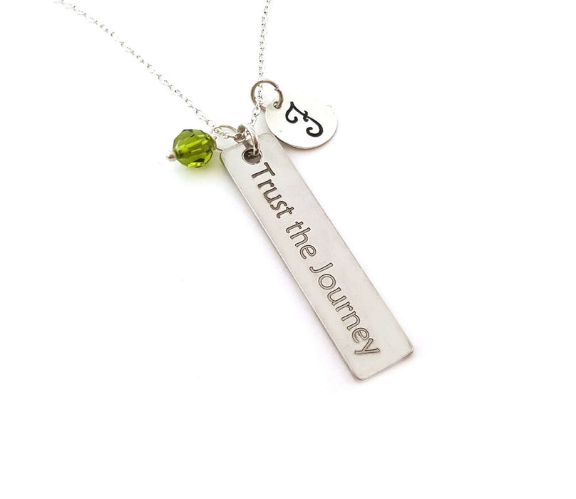 Trust the Journey Necklace – Sterling Silver with Birthstone & Initial Charm