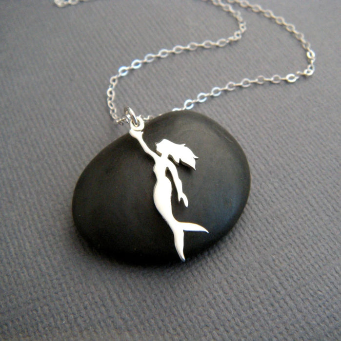 Tiny Mermaid Necklace – Sterling Silver Siren Charm on 16" Chain