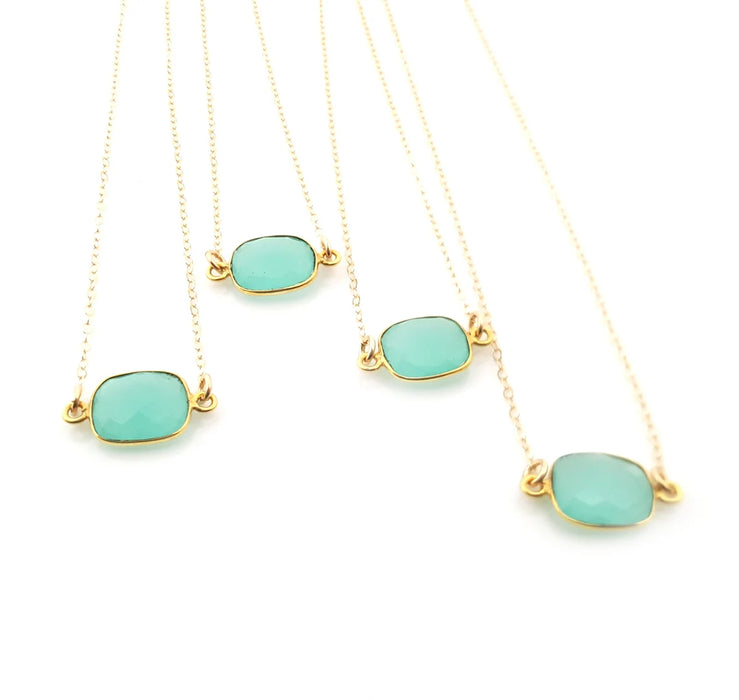 Chalcedony Gemstone Necklace - Gemstone Gold Necklace